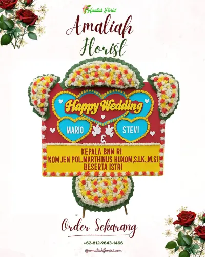 Karangan Papan Bunga Pernikahan di Srengseng